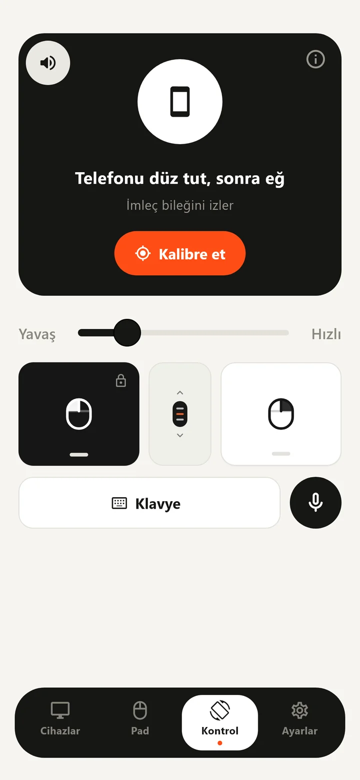 Moute hareketle kontrol ekranı